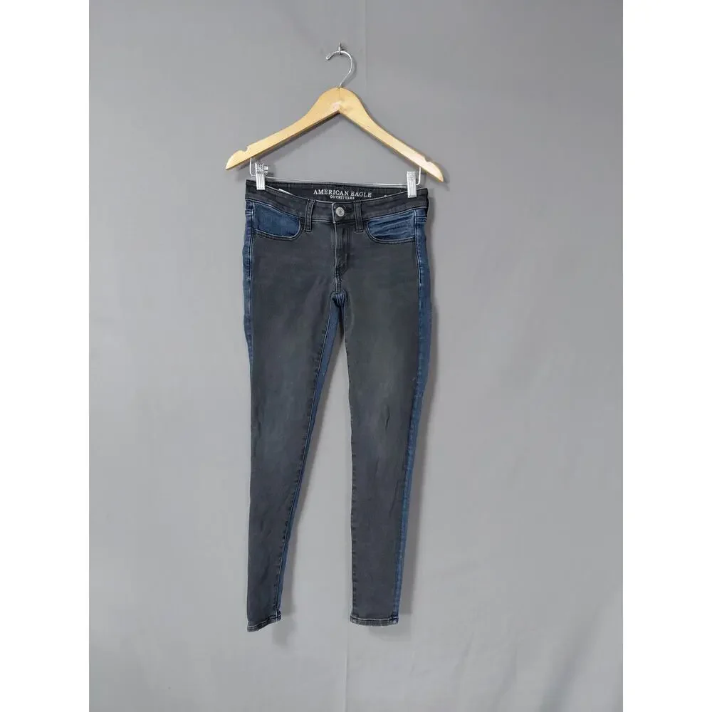 American Eagle Super X4 Colorblock Side Stripe Skinny Jeans Women Size 2